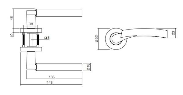 ProGriff TD-Aneta auf Rosette–Chrom/Nickel matt